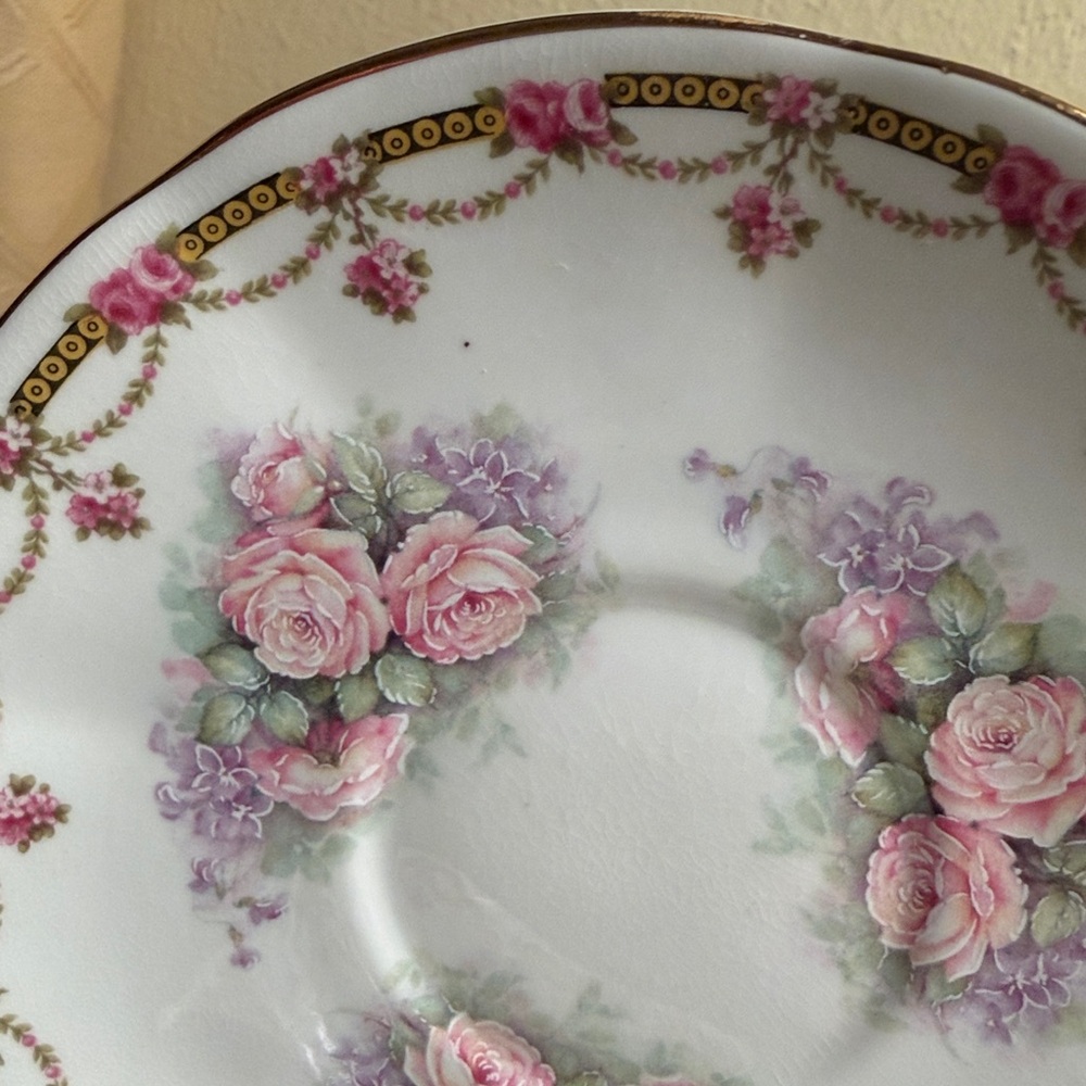 Vintage Staffordshire Rose Pattern Teacup and Saucer - Picture 9 of 9